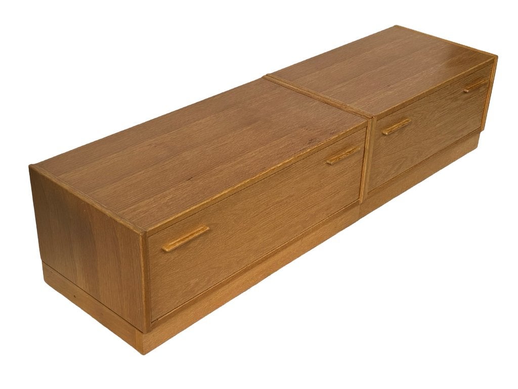 Vintage Dressoir Lowboard Tv Meubel Jaren 80 Eiken Fineer, Gebruikt, Vintage, Met lade(s), 25 tot 50 cm