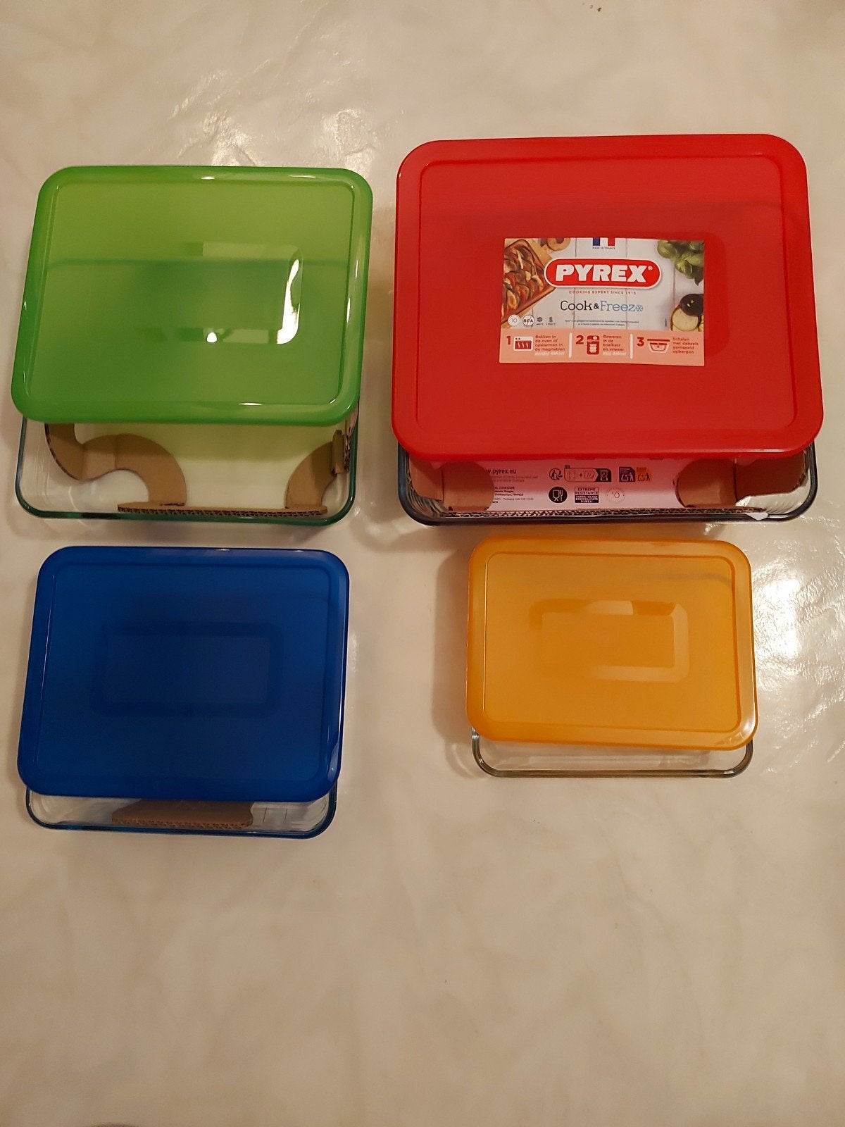Pyrex Cook en Freeze Schalen  4 Stuks NIEUW, Ophalen of Verzenden, Nieuw, Rond, Glas