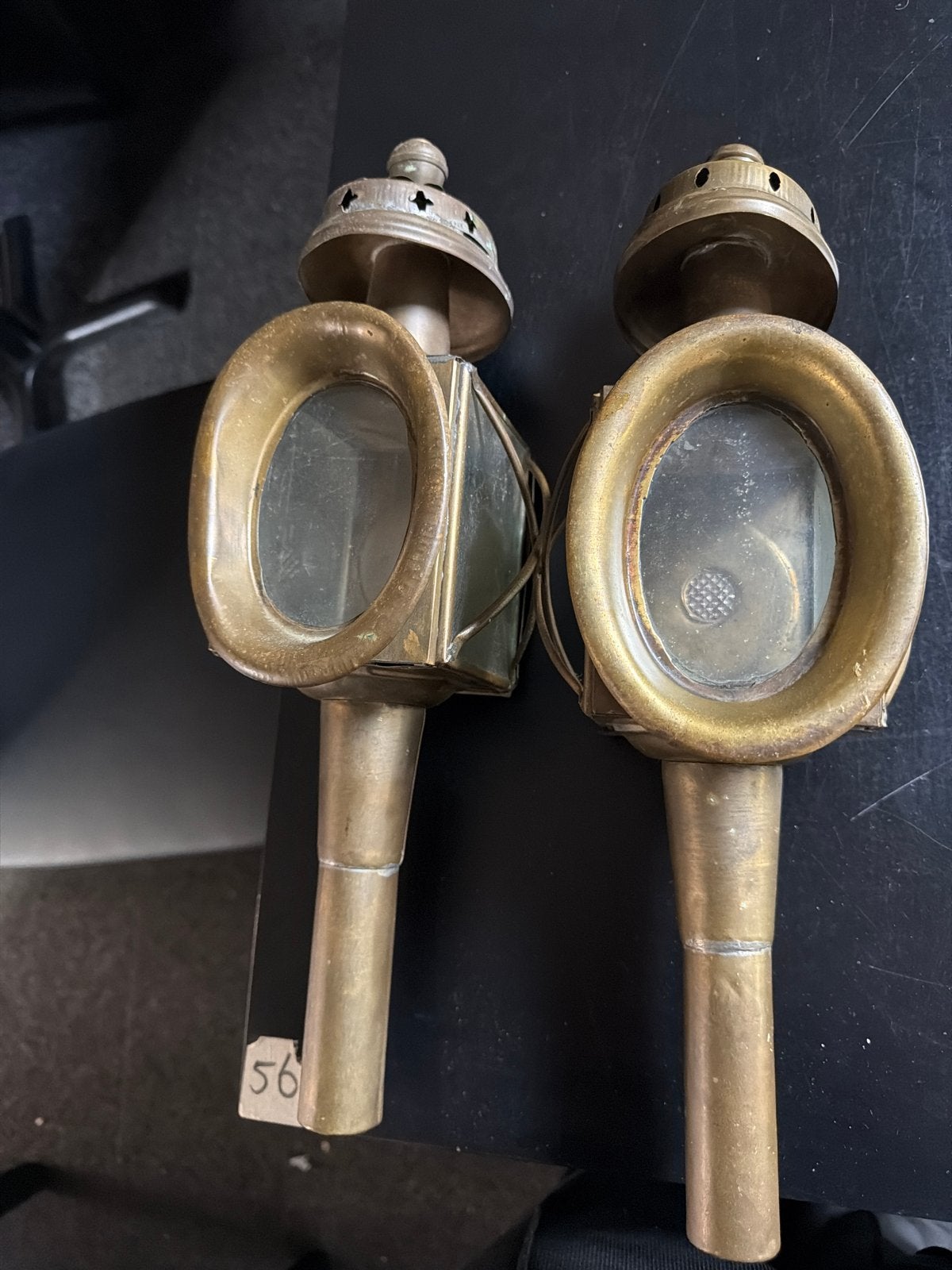 2 Antieke Spoorweglampen / Koetslampen - Messing, Ophalen of Verzenden