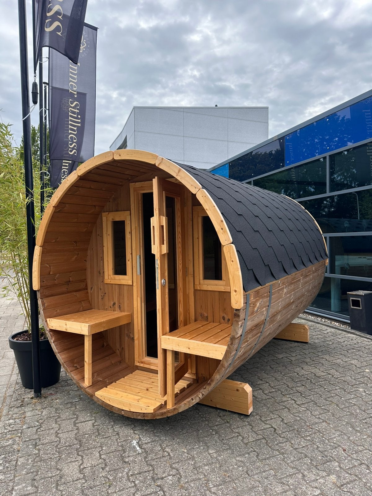 Barrel Sauna Thermo Wood  | Helemaal compleet | OP = OP, Sport en Fitness, Sauna, Info@inner-stillness.nl, Fins of Traditioneel