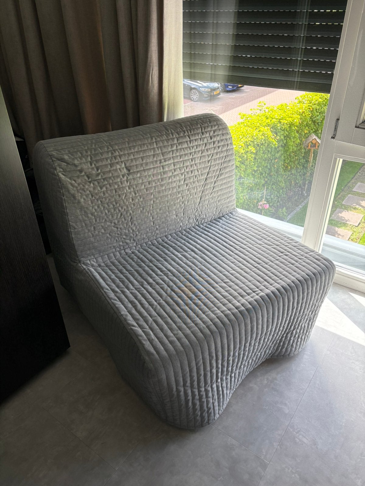 Ikea 1 persoons slaapbank grijs | zgan, Ophalen, Eenpersoons, Zo goed als nieuw, Grijs