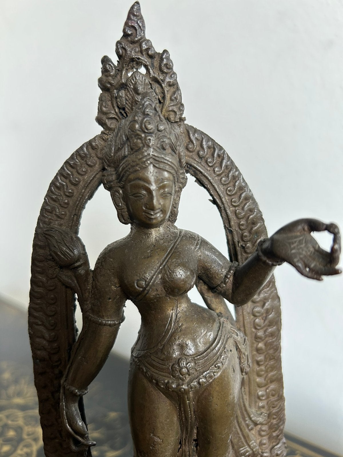 Antiek gepatineerd bronzen beeld van Parvati (ca. 1890), Ophalen of Verzenden, Zo goed als nieuw