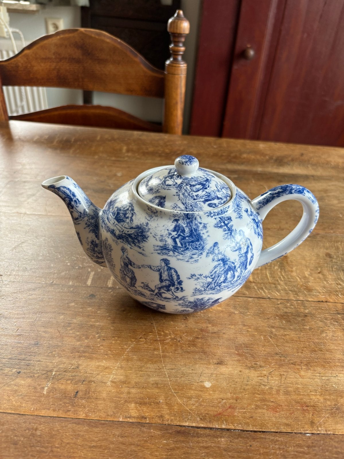 Theepot met Toile de Jouy dessin - Blauw/Wit, Ophalen of Verzenden