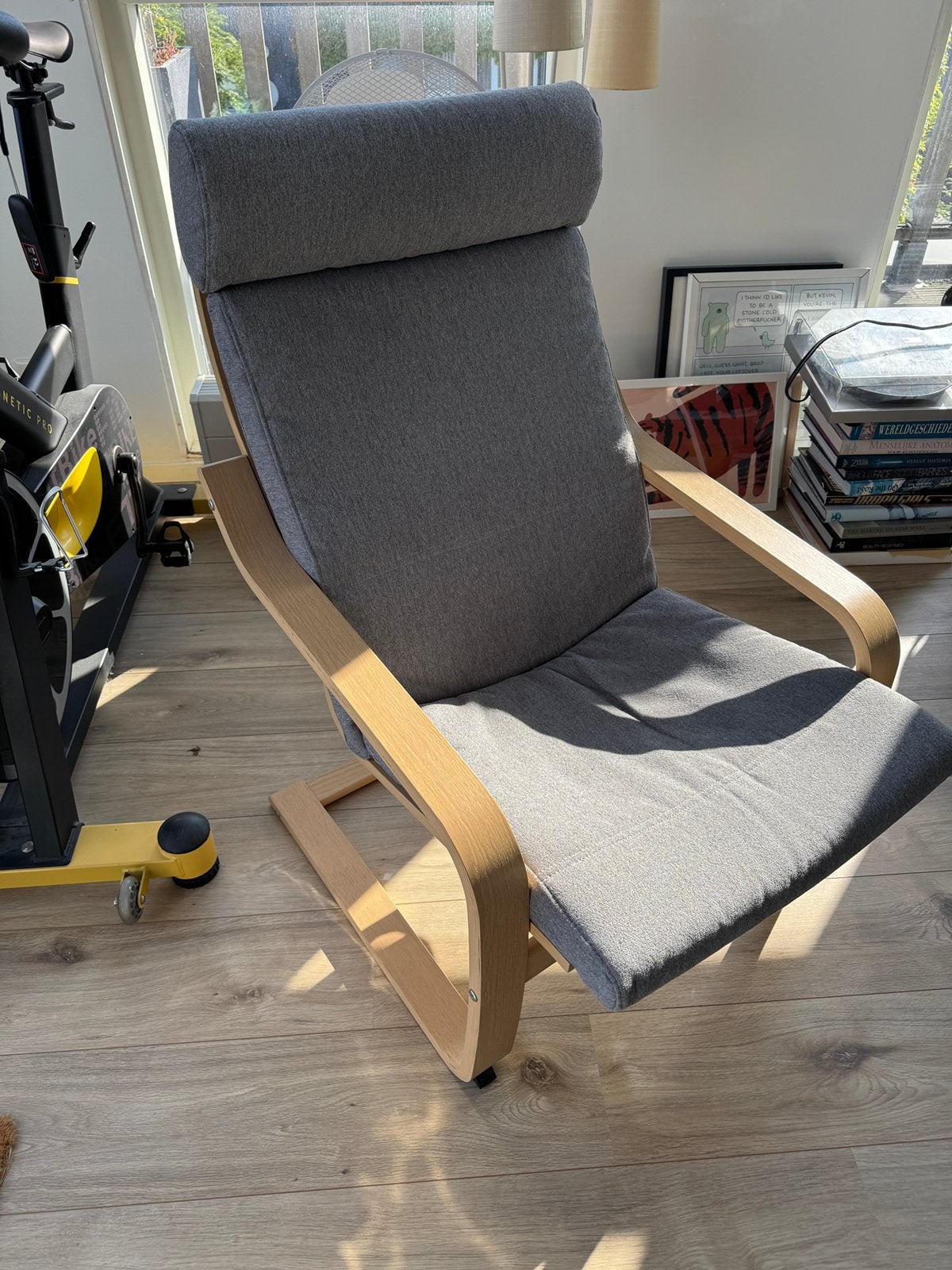 IKEA Poang stoel grijs licht eiken, Huis en Inrichting, Ophalen, Zo goed als nieuw, 75 tot 100 cm