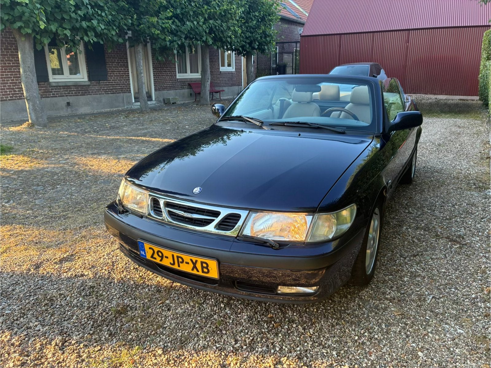 Saab 9-3 2.0 T Cabrio 2002 Blauw - Youngtimer - LPG, Auto's, Saab, Voorwielaandrijving, Beige, 4 cilinders, Cabriolet