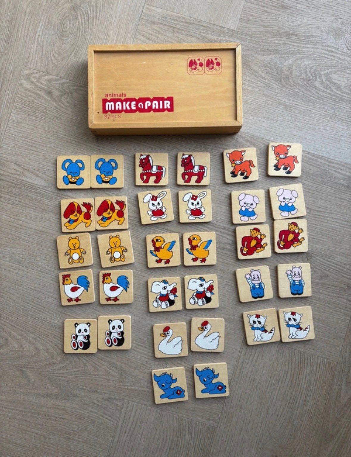 Vintage houten memory spel memo make a pair, Kinderen en Baby's, Ophalen of Verzenden, Zo goed als nieuw