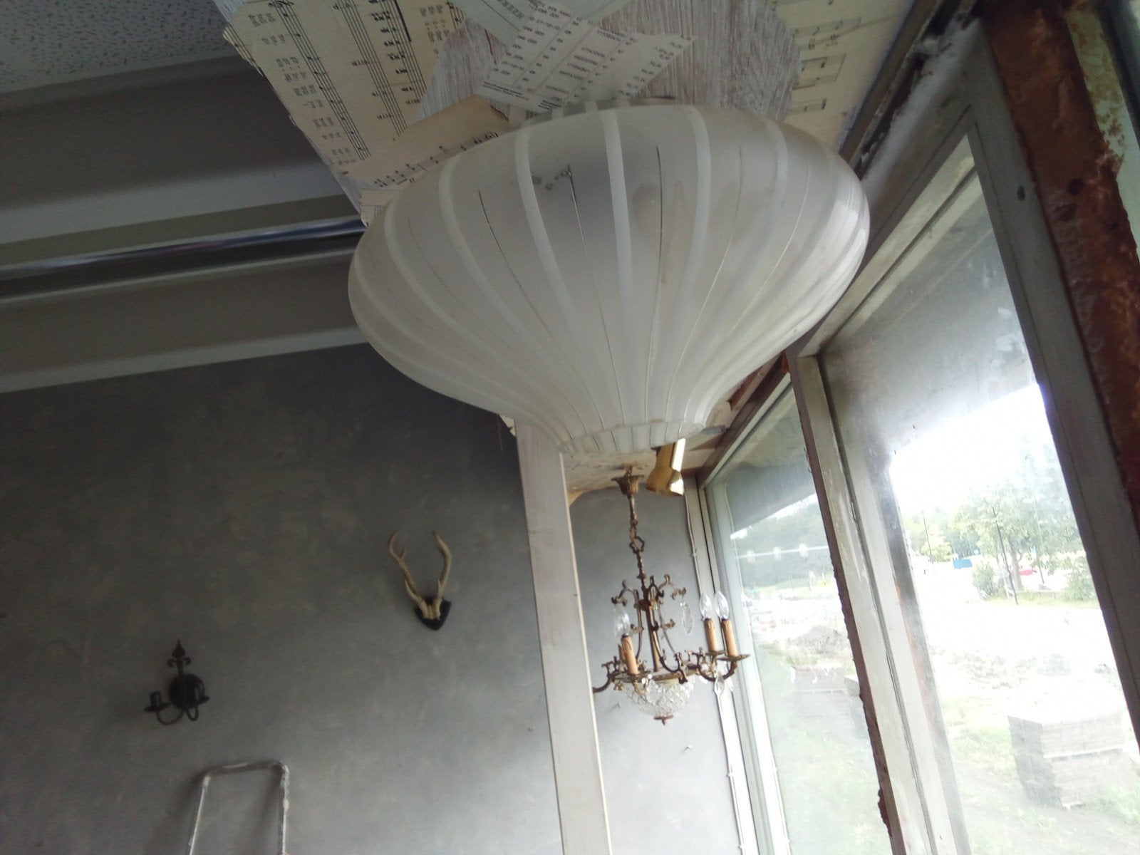 Antieke brocante art deco plafondlamp 40x20, Ophalen of Verzenden, Zo goed als nieuw