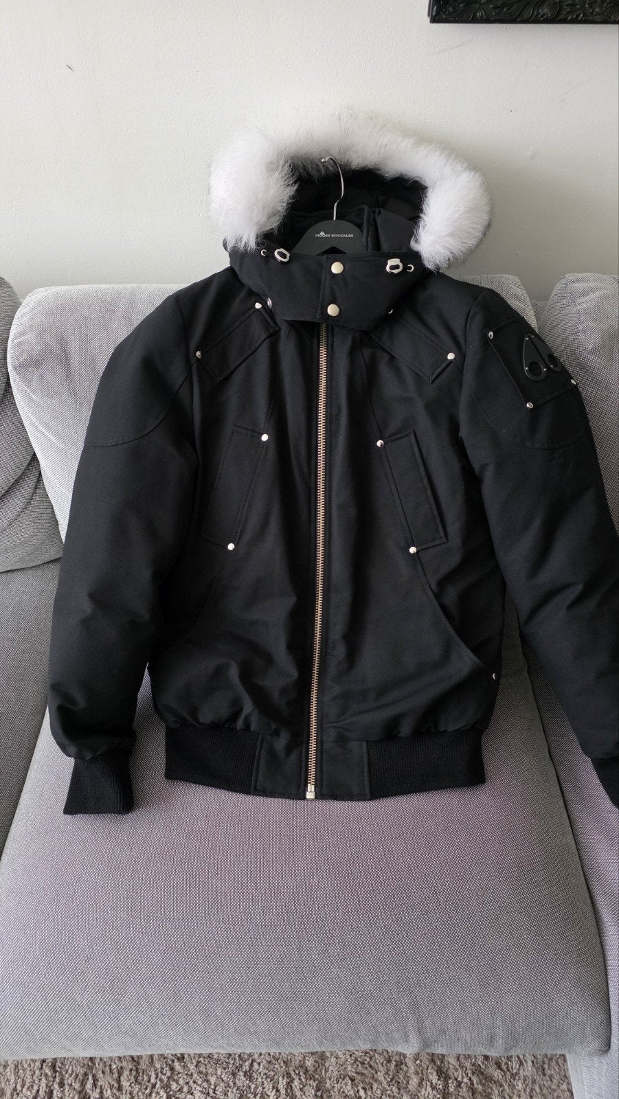 Nieuwe Moose Knuckles Ballistic Bomber met originele bon, Zwart, Nieuw, Ophalen of Verzenden, Maat 46 (S) of kleiner