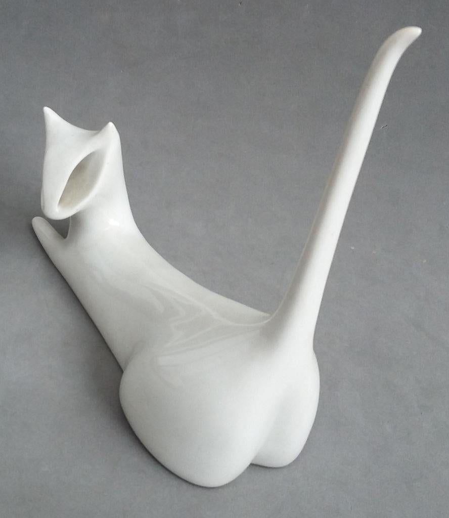 Om 1970 Royal Dux Bohemia Kat Poes Beeld Sculptuur Beeldje, Ophalen of Verzenden
