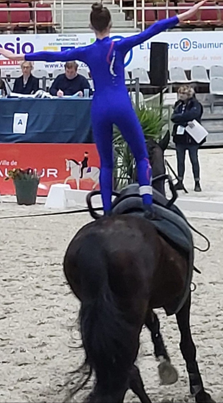 Voltigeer / voltige / schaatspakje XS, Sport en Fitness, Turnen, Blauw, Maat 36 t/m 42, Ophalen of Verzenden, Zo goed als nieuw