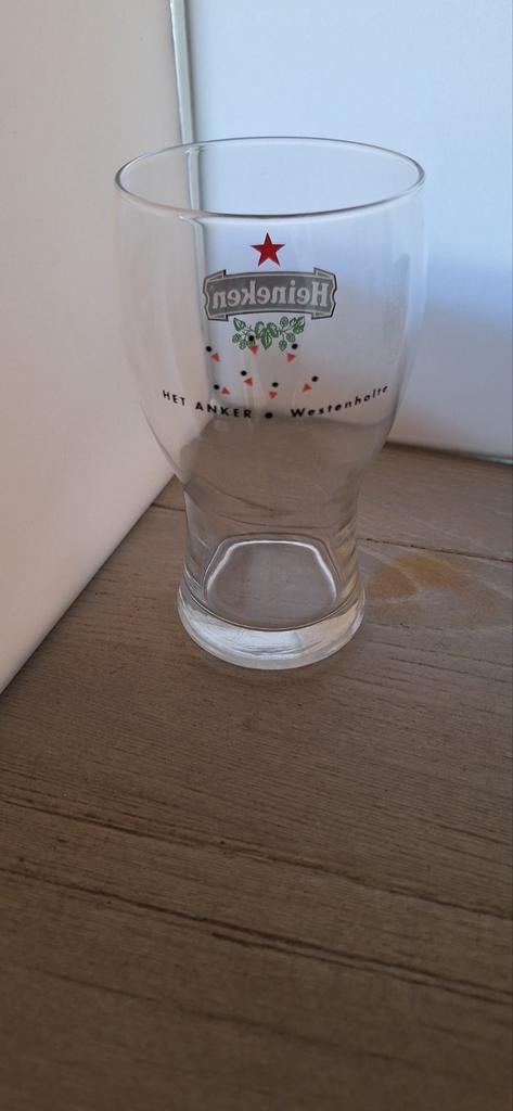 Heineken dubbeldruk glas het anker westenholte (26426), Ophalen of Verzenden, Zo goed als nieuw, Glas of Glazen, Heineken