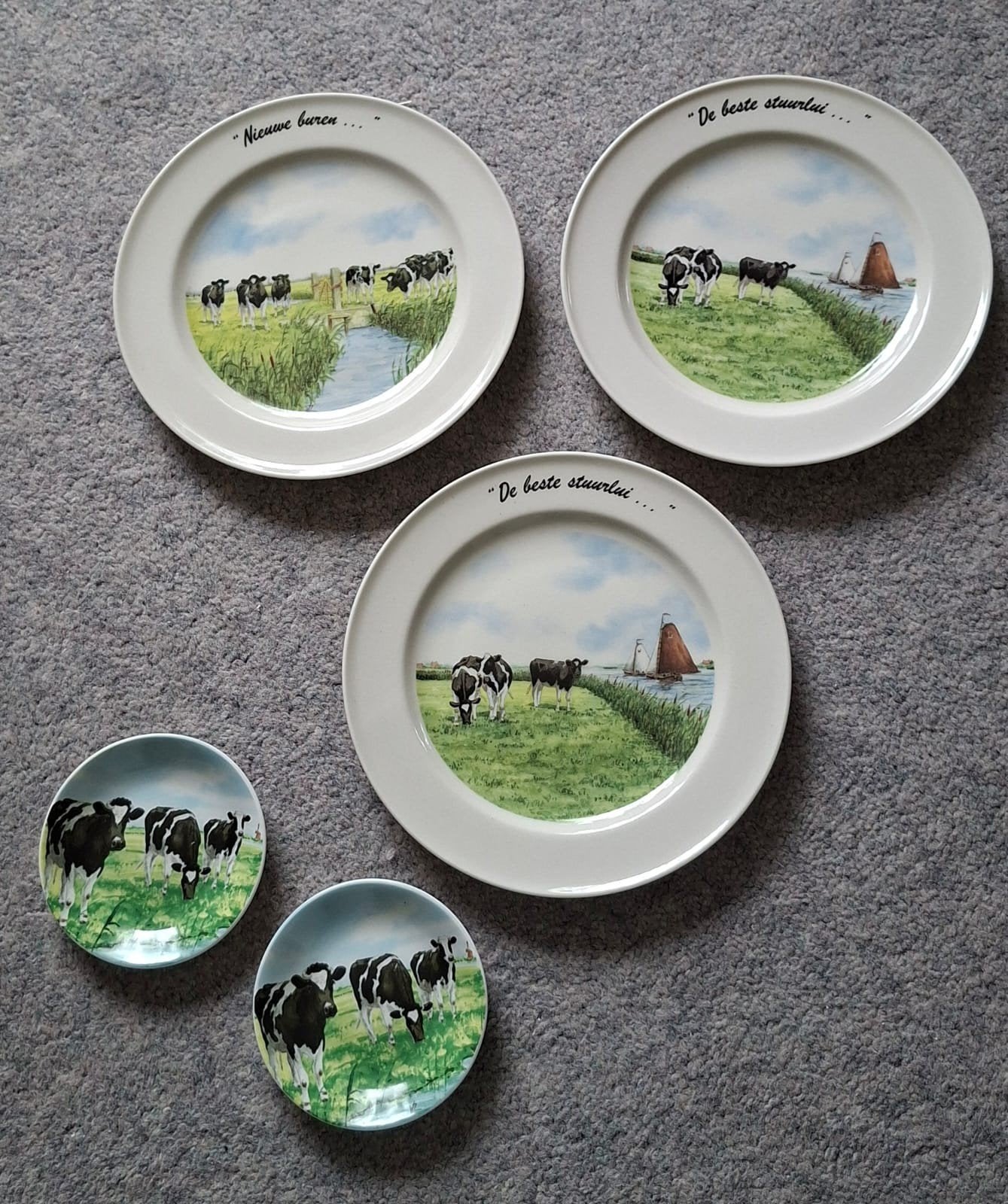 3 Wiebe van der Zee ontbijtbordjes en 2 petit four bordjes, Huis en Inrichting, Keuken | Servies, Ophalen of Verzenden, Porselein