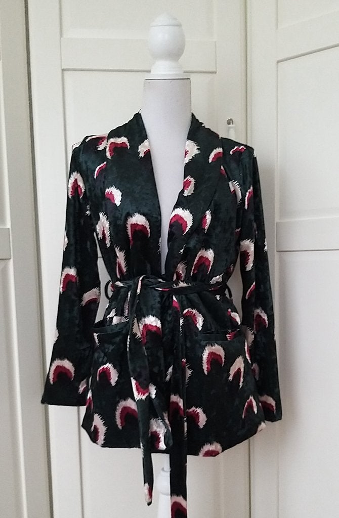 Maraislise groen fluwelen colbert blazer jasje, maat S/M, Maat 38/40 (M), Ophalen of Verzenden, Jasje, Gedragen