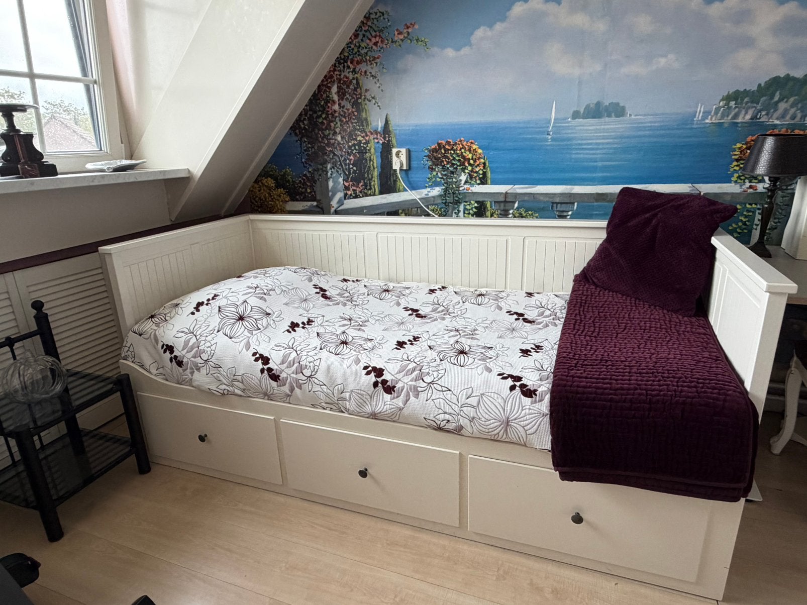 Ikea bed met 3 lade, Ophalen, Gebruikt, Eenpersoons, Wit