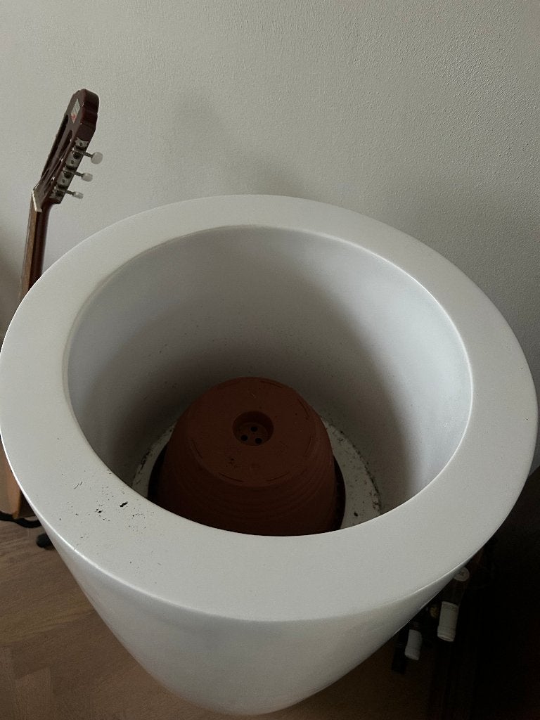 Stijlvol hoge bloempot van hoogglans kunststof, Ophalen, Kunststof, 40 cm of meer, Rond