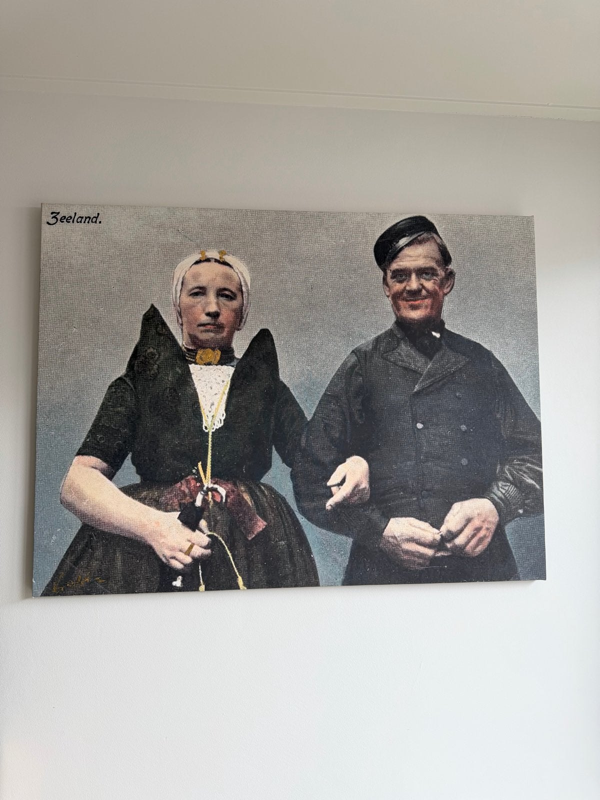 Zeeuwse sier portret - Man en vrouw in Axelse klederdracht, Ophalen, Zo goed als nieuw, Schilderij, 100 tot 125 cm