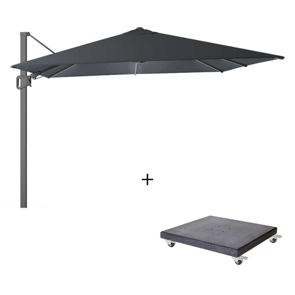 Mooie grote zweef parasol  grijs met hendel  en hoes, Ophalen of Verzenden, Verstelbaar, Minder dan 1 meter, Zweefparasol