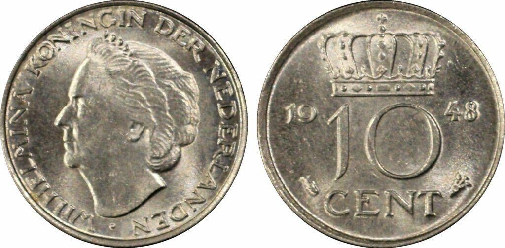 Wilhelmina dubbeltjes, Postzegels en Munten, Munten | Nederland, Ophalen of Verzenden, Koningin Wilhelmina, 10 cent, Losse munt