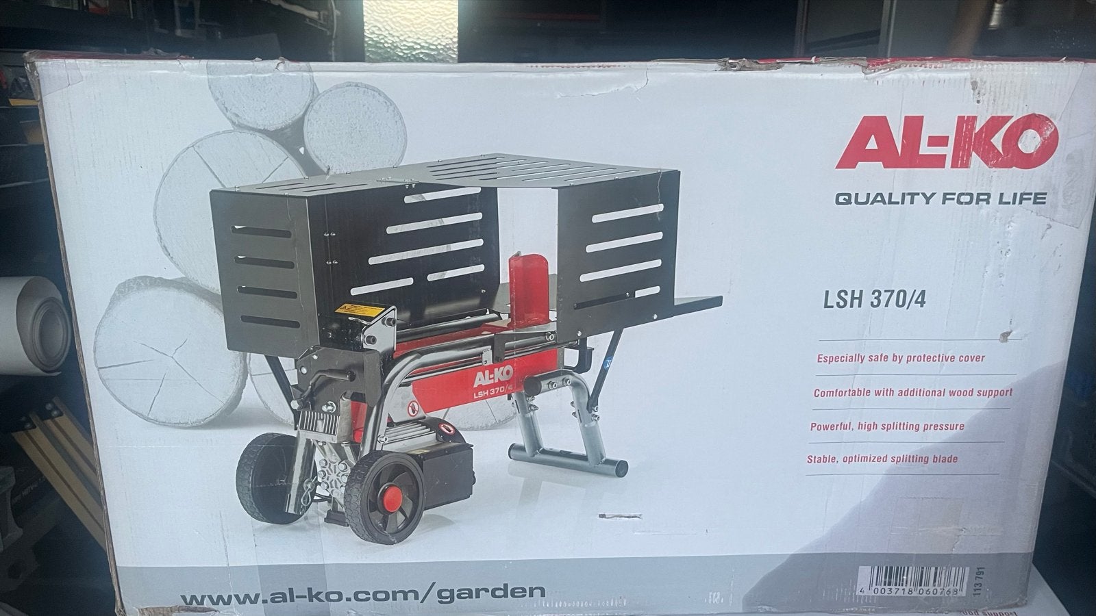 AL-KO LSH 370/4 Houtklover - Nieuw in doos, Ophalen, Nieuw, Elektrisch, Liggend