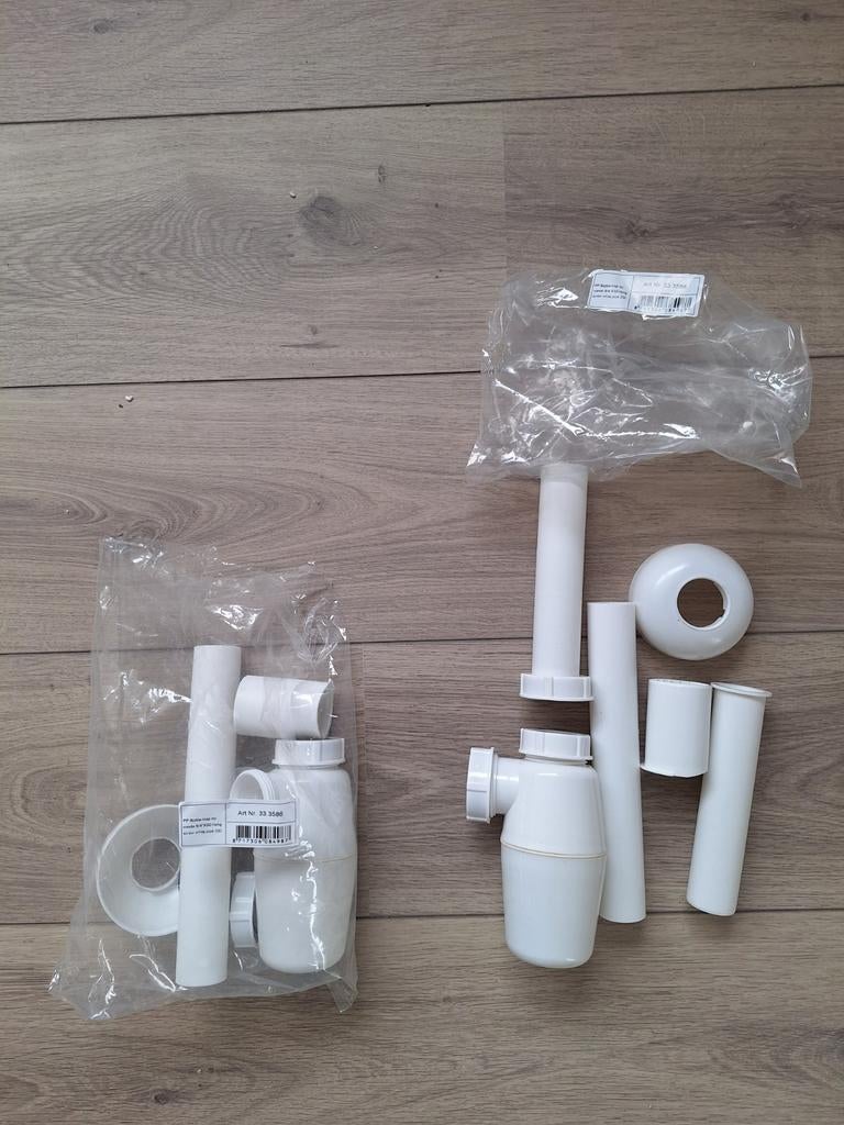 2 setjes Mueller PVC bekersifons 5/4x32 wit, Doe-het-zelf en Verbouw, Sanitair, Ophalen of Verzenden, Nieuw, Toilet