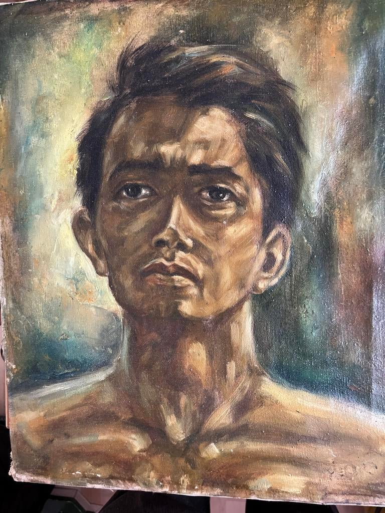 Indonesisch Portret Schilderij - Olieverf op Doek, Ophalen
