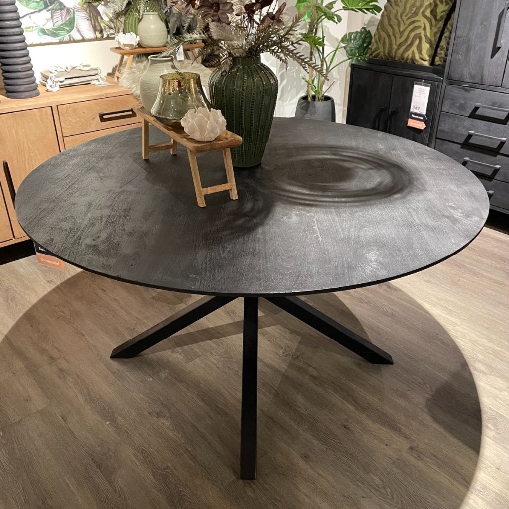Eettafel Piastra Rond 140 cm in Zwart Mangohout - Pronto, Niet ingevuld, Niet ingevuld, Niet ingevuld