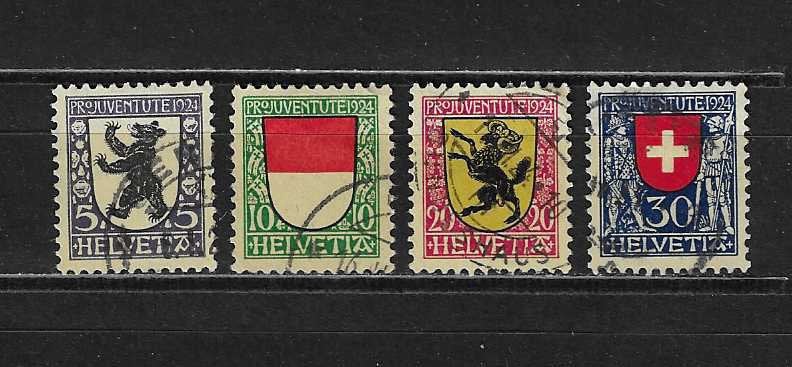 Zwitserland Helvetica 1924 nrts Mi. 209 t/m 212, Ophalen of Verzenden