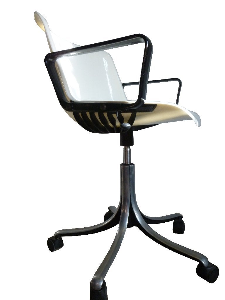 Geweldige vintage Osvaldo Borsani design stoel bureaustoel, Ophalen, Wit, Eén, Kunststof