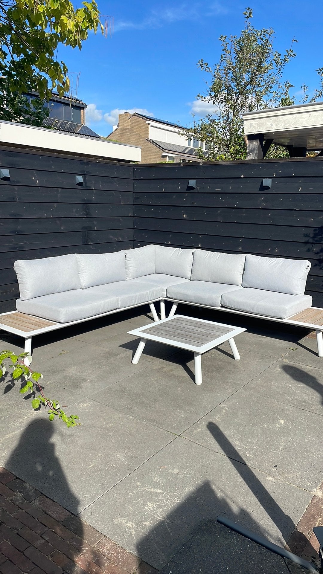 Loungebank met alu frame en teakhout