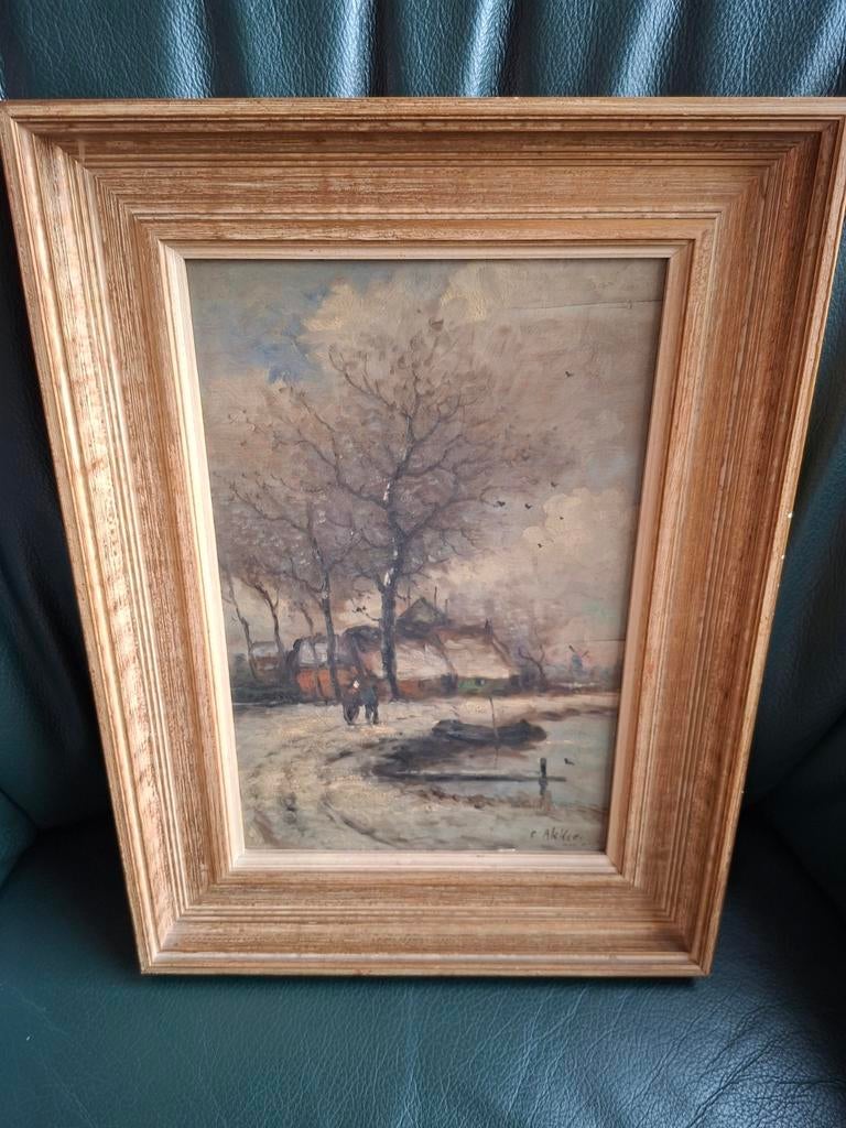 Schilderij Winterlandschap ( Haagse school), Antiek en Kunst, Kunst | Schilderijen | Klassiek, Ophalen of Verzenden
