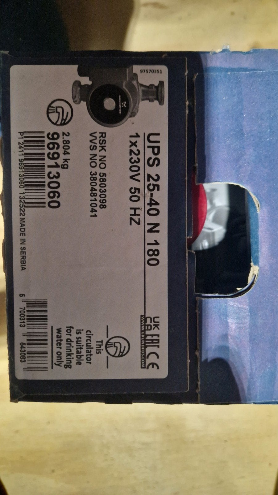 Grundfos UPS 25-40 N 180 Circulatiepomp, Ophalen of Verzenden, Nieuw, Elektrisch, Overige typen