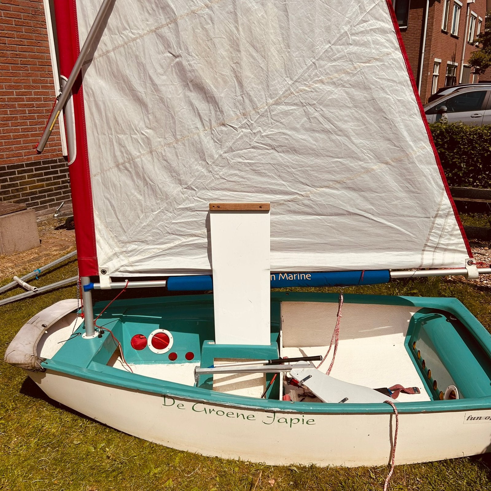 Optimist, merk fun opti, jeugd zeilboot, Gebruikt, Minder dan 15 m², Overige typen, Ophalen