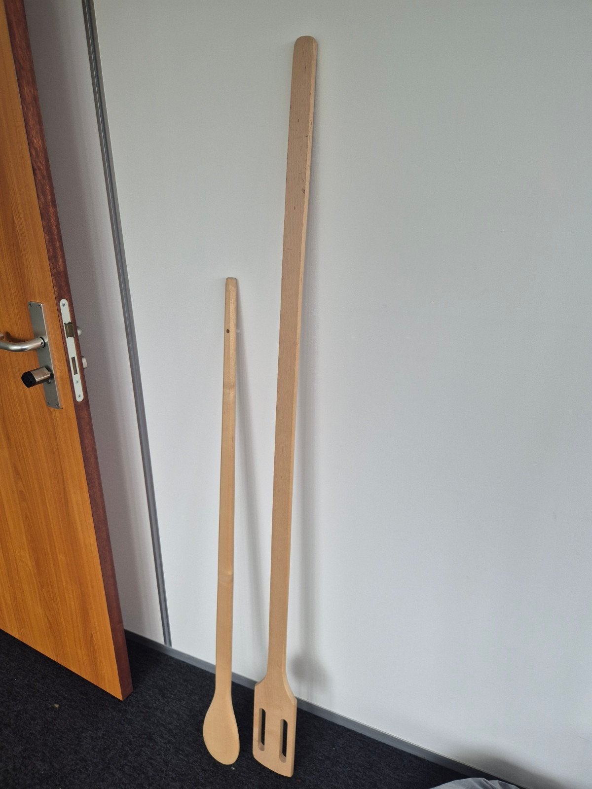 Grote houten pollepel en spatel set, Hout, Ophalen of Verzenden, Bruin, Overige typen