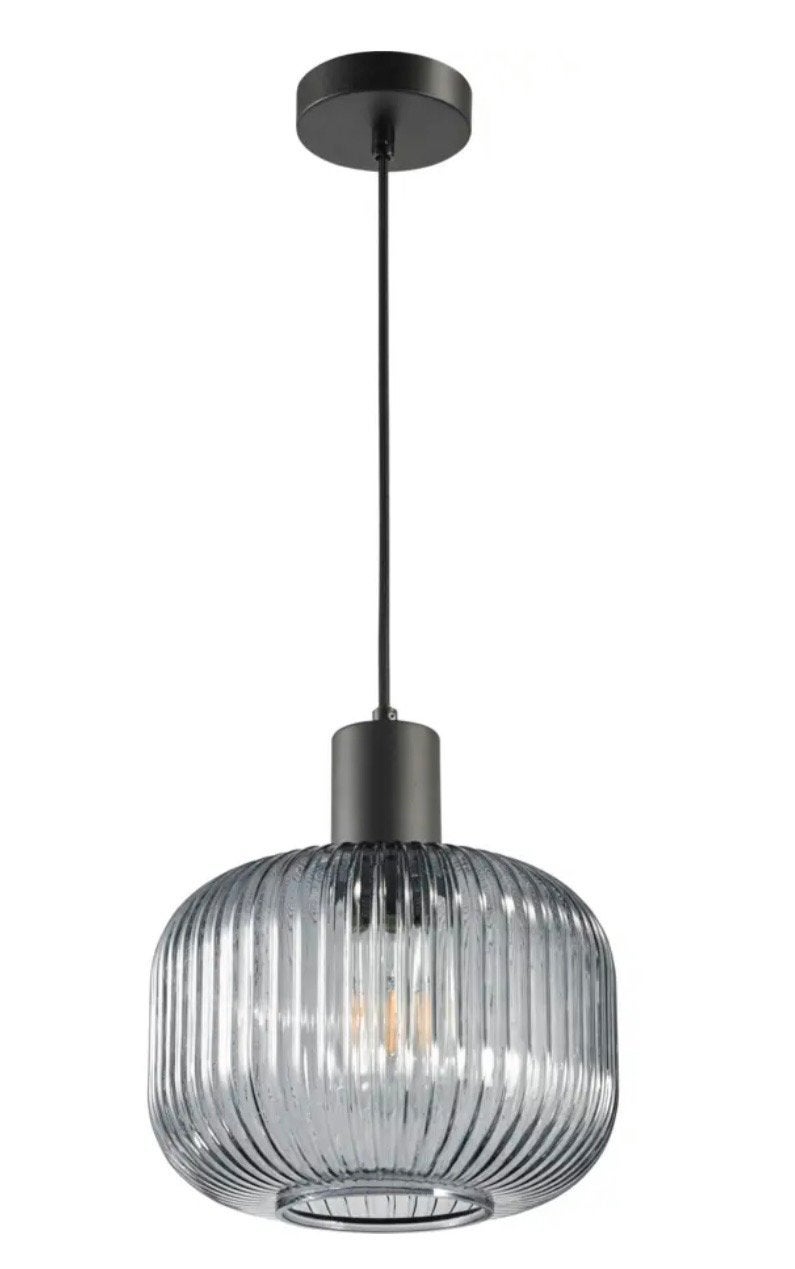Karwei Hanglamp Flynn - Geribbeld Glas E27, Ophalen, Zo goed als nieuw, Glas, E27 (groot)