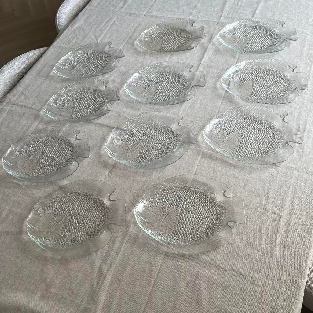 Vintage Franse Arcoroc visborden set. 11 stuks, Antiek en Kunst, Ophalen of Verzenden
