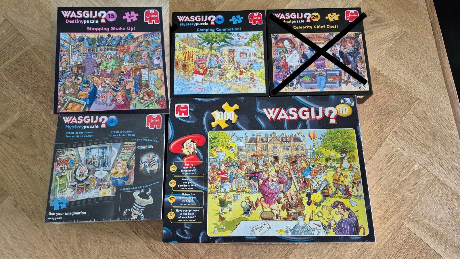 5 WasGij puzzels (los of samen te koop), Ophalen of Verzenden, 500 t/m 1500 stukjes, Zo goed als nieuw, Legpuzzel
