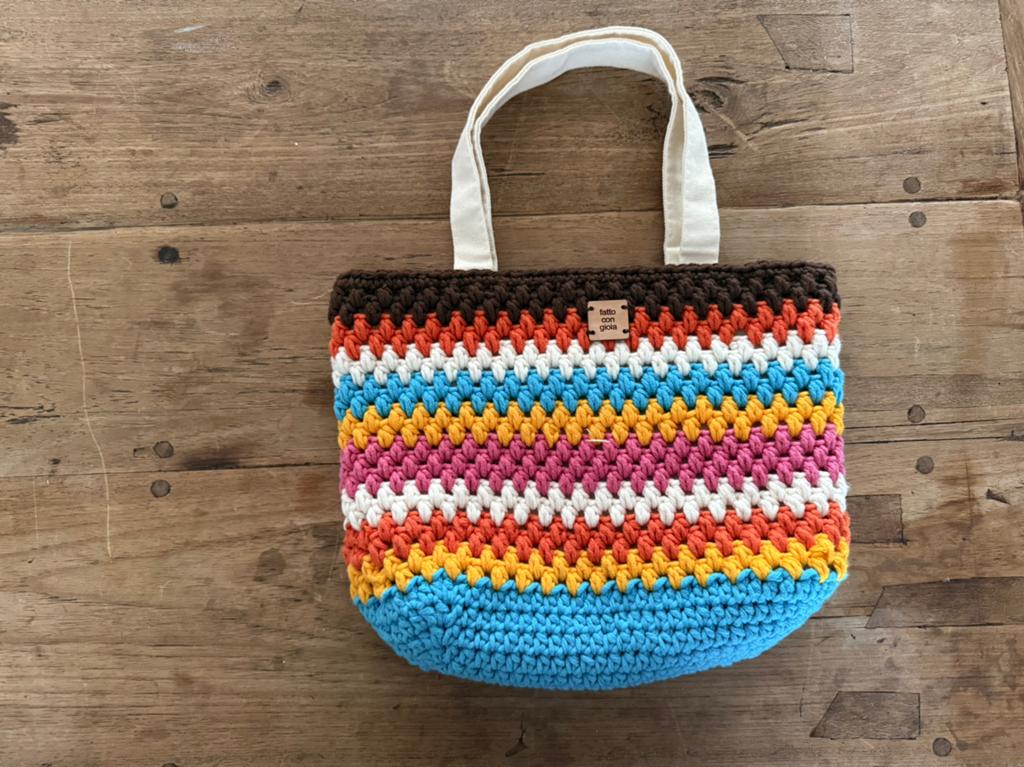 Handgemaakte kleurrijke tas met binnentasje, Ophalen of Verzenden, Nieuw, Overige kleuren, Handtas