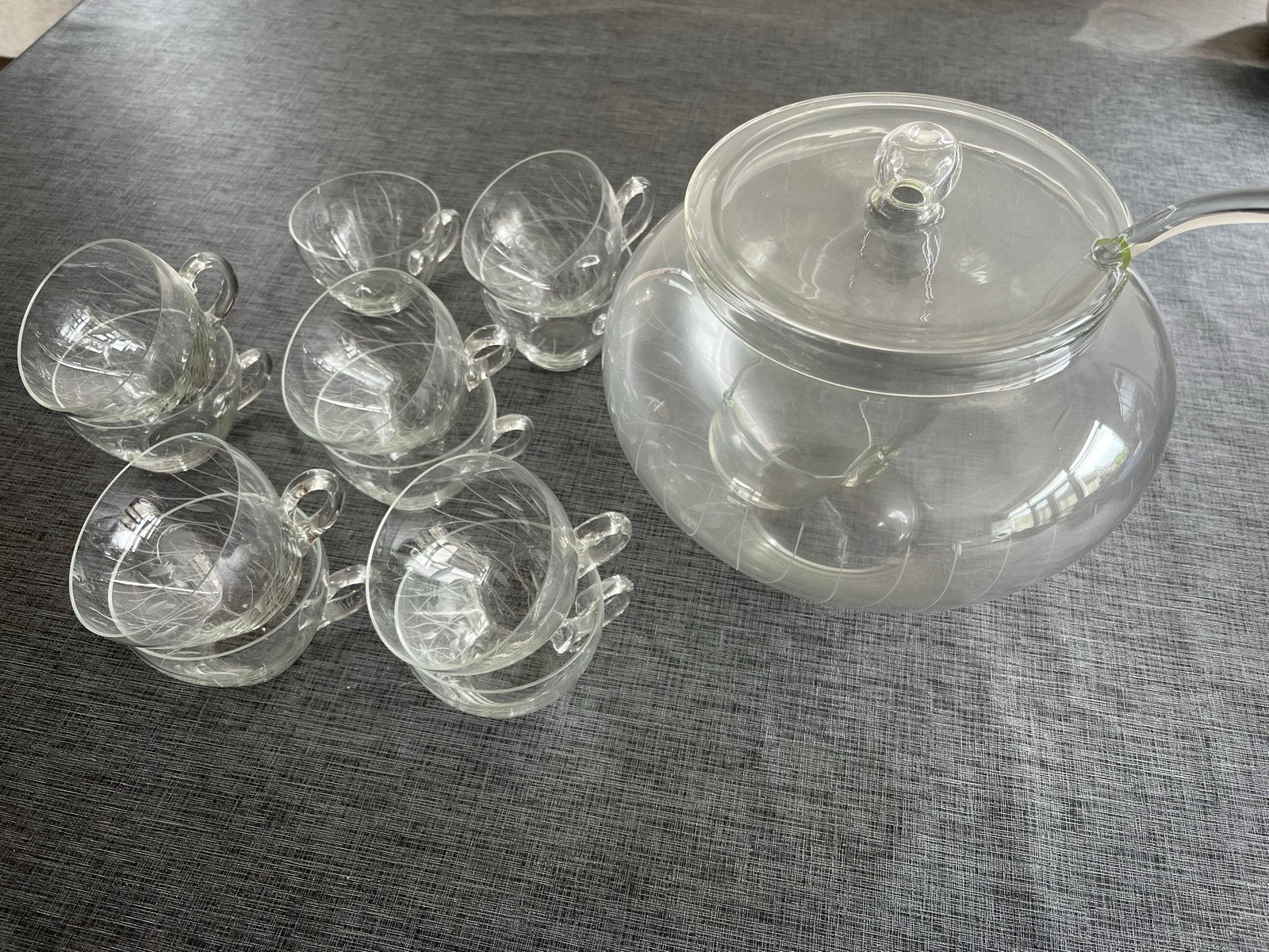 Glazen Punch Bowl Set met 7 Kopjes en Lepel, Huis en Inrichting, Keuken | Servies, Zo goed als nieuw, Compleet servies, Overige stijlen