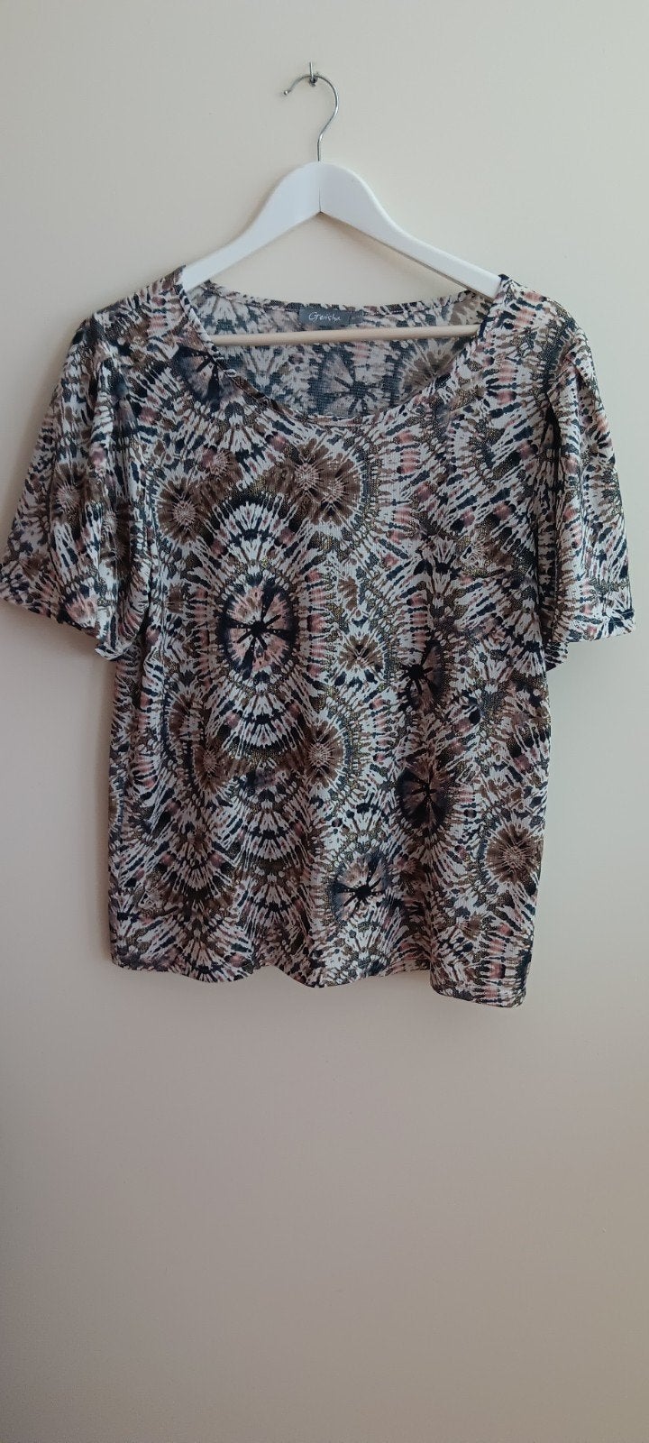 Mooie top van Geisha met fantasieprint, maat: Xl,  z.g.a.n., Geisha, Beige, Maat 42/44 (L), Ophalen of Verzenden