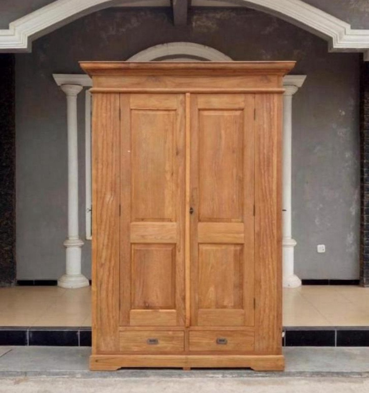 Nieuwe Teak Jagerskast - 130x230 cm - Nu met korting!, Ophalen, 100 tot 150 cm, 200 cm of meer, Teakhout