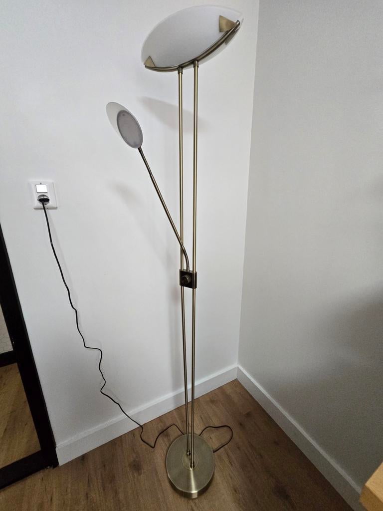 Stijlvolle bronzen vloerlamp met leeslamp, Ophalen of Verzenden