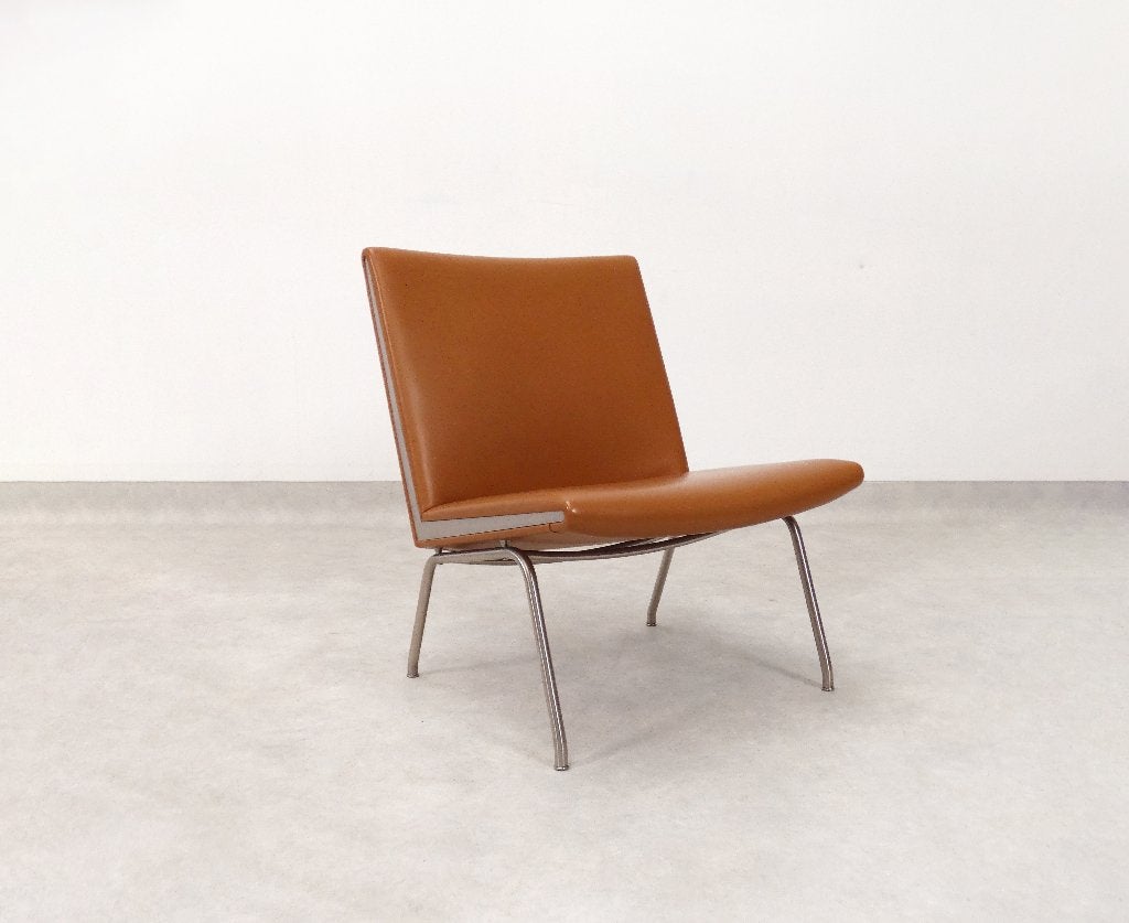 Airport lounge chair CH401 by Hans J. Wegner, Gebruikt, Minder dan 75 cm, Ophalen of Verzenden, Leer
