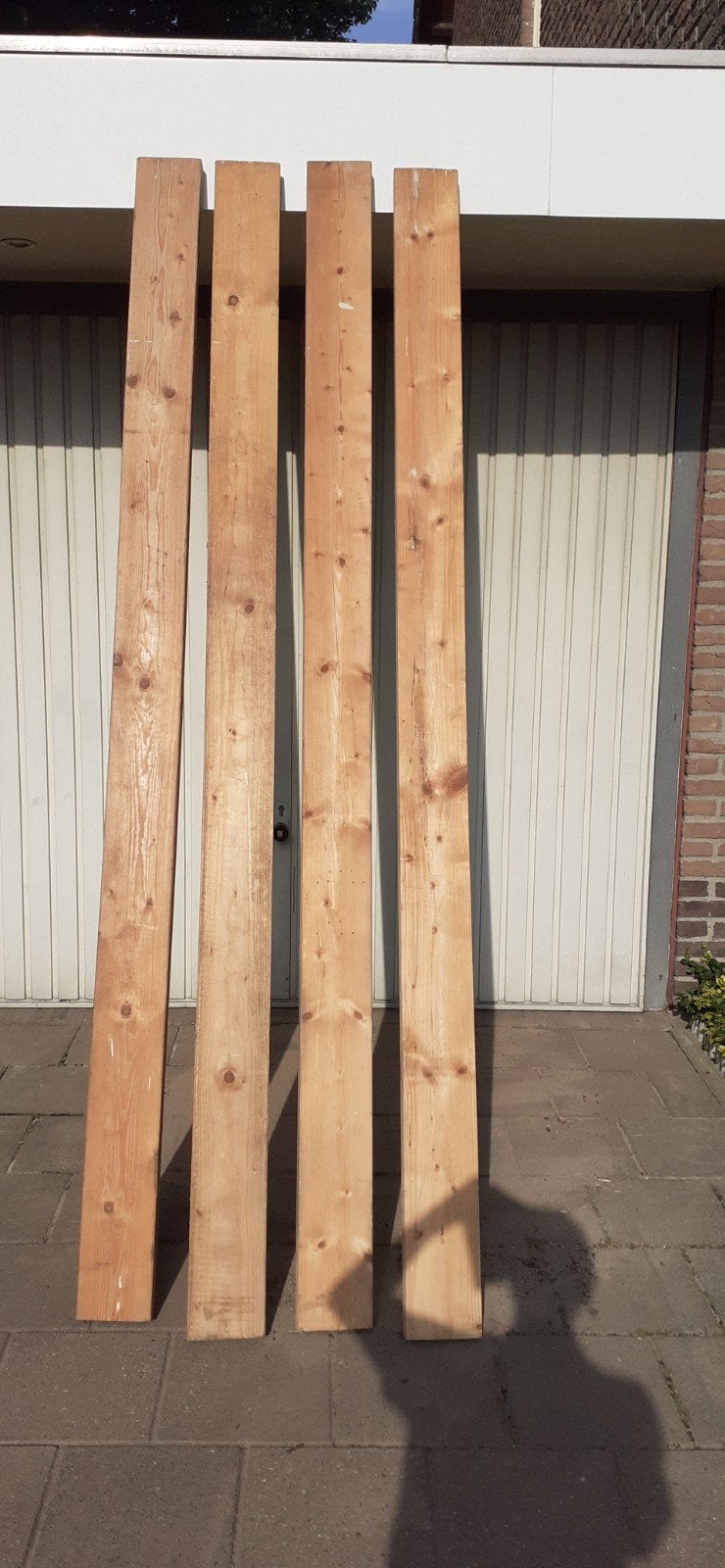 Houten balken - Vuren - 4 stuks, Doe-het-zelf en Verbouw, Hout en Planken, Ophalen, Gebruikt, 200 tot 250 cm, 50 mm of meer