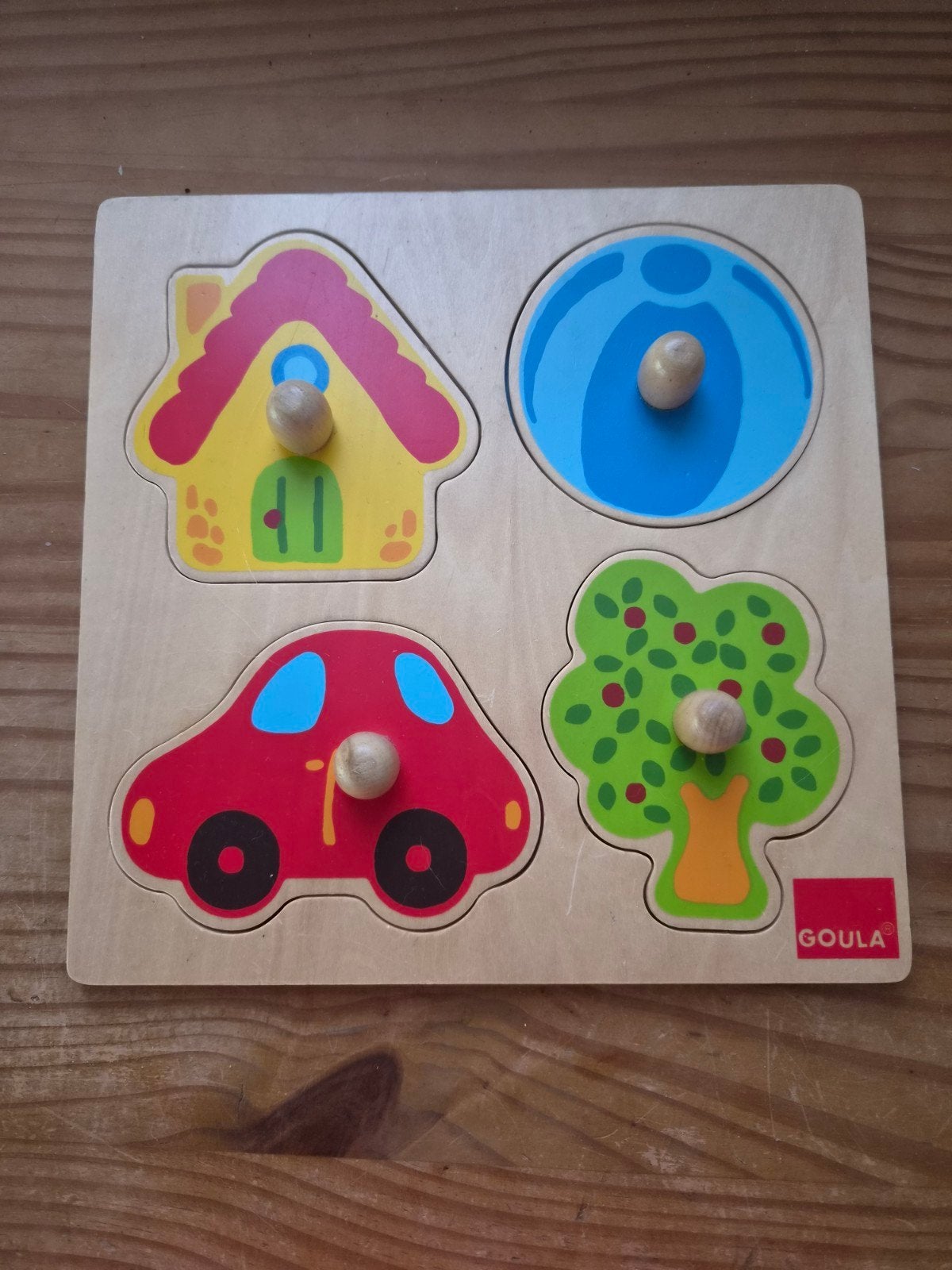 Houten puzzel met knoppen - Goula, Ophalen, Gebruikt, Van hout, Minder dan 10 stukjes
