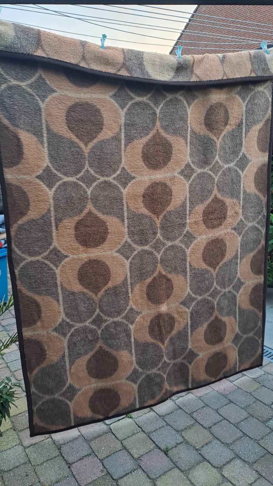 Vintage deken bruin tinten patroon, Gebruikt, Onbekend, Ophalen of Verzenden, Onbekend