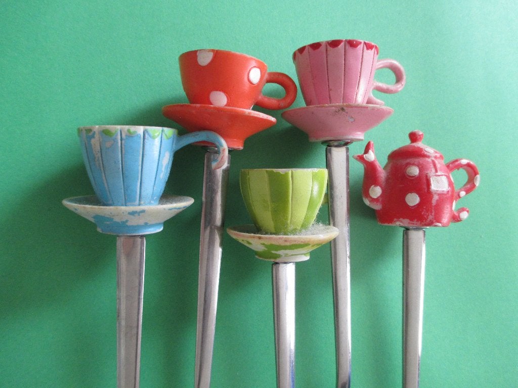 Lepeltjes theepot en kopjes, Verzenden, Gebruikt