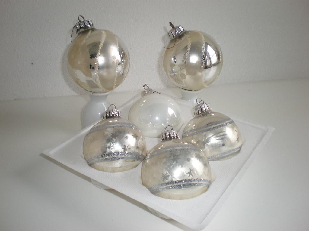Vintage antieke glazen kerstballen 5 stuks, Ophalen of Verzenden