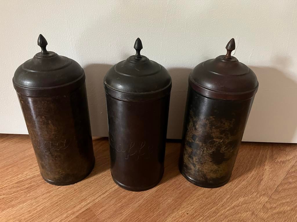 Antieke voorraadpotten: Suiker, Koffie, Thee, Antiek en Kunst, Ophalen