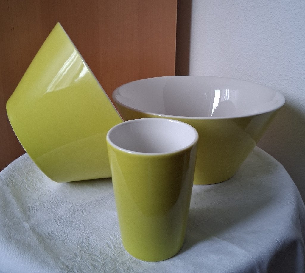 HEMA ceramic premier schalen geel + beker *eureka*, Hema, Ophalen of Verzenden, Overige stijlen, Porselein