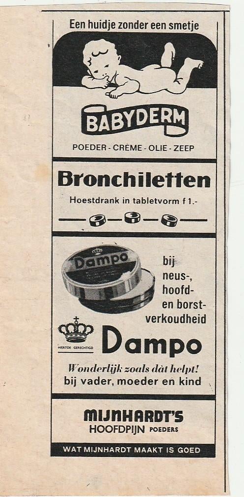Retro reclame 1970 Mijnhardt Dampo bij verkoudheid, Verzenden, Overige typen